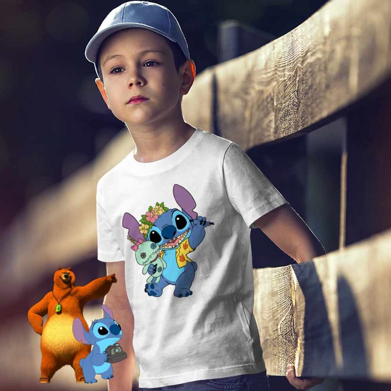 Fashion, accesorii si bijuterii - Copii - Imbracaminte copii - Tricouri copii - Tricou Copii Baieti Stitch Hawaii Party CoolTrend, alb, marime S Copii - Infinity.ro