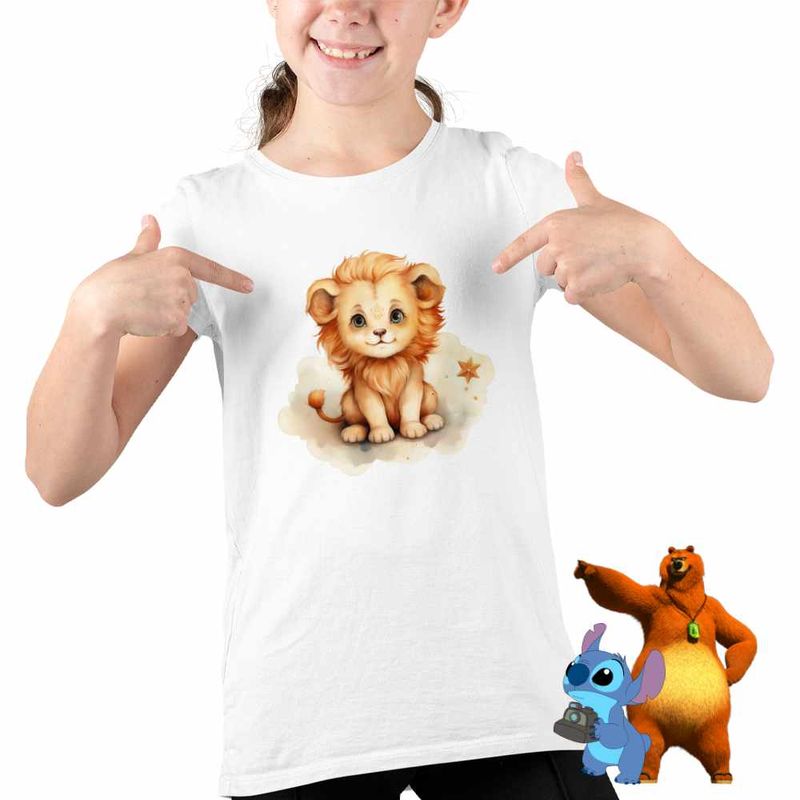 Fashion, accesorii si bijuterii - Copii - Imbracaminte copii - Tricouri copii - Tricou Copii Fete Leu Baby Zodiac Horoscop Leo Astrologie CoolTrend, alb, marime L Copii - Infinity.ro