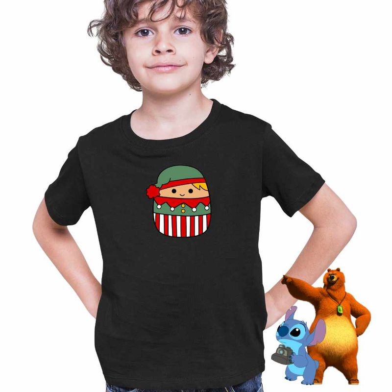 Fashion, accesorii si bijuterii - Copii - Imbracaminte copii - Tricouri copii - Tricou Copii Baieti Squishmallows Spiridus Mos Craciun CoolTrend, negru, marime S Copii - Infinity.ro