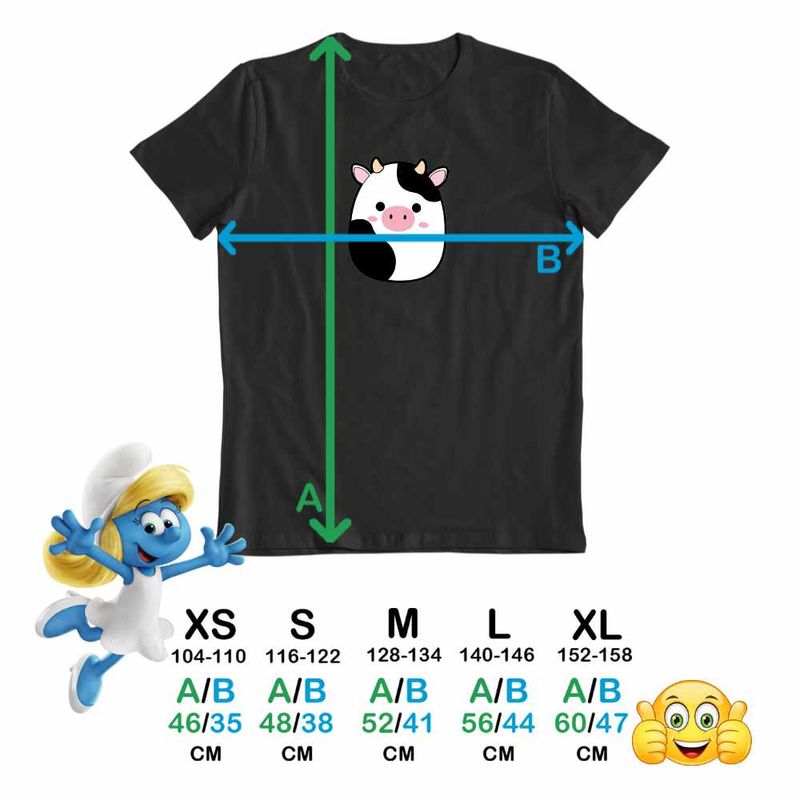 Fashion, accesorii si bijuterii - Copii - Imbracaminte copii - Tricouri copii - Tricou Copii Baieti Squishmallows Vacuta Connor CoolTrend, negru, marime XS Copii - Infinity.ro