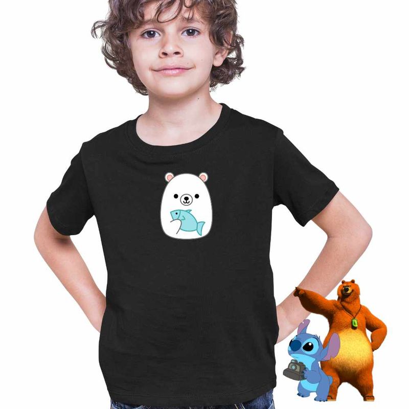 Fashion, accesorii si bijuterii - Copii - Imbracaminte copii - Tricouri copii - Tricou Copii Baieti Squishmallows Urs Polar Fram CoolTrend, negru, marime XS Copii - Infinity.ro