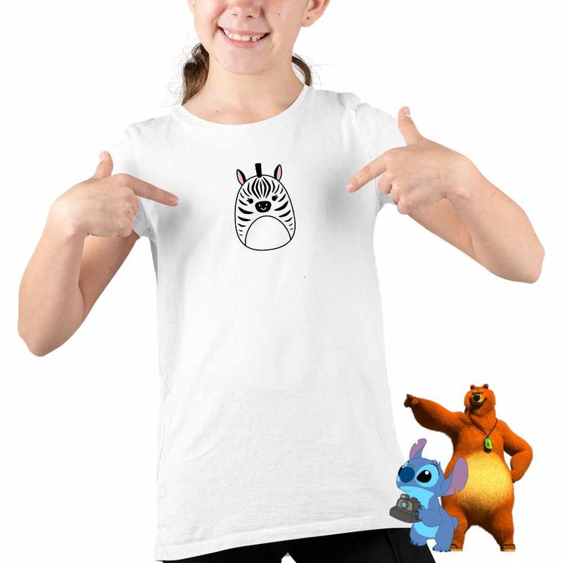 Fashion, accesorii si bijuterii - Copii - Imbracaminte copii - Tricouri copii - Tricou Copii Fete Squishmallows Zebra Africa Savana CoolTrend, alb, marime XL Copii - Infinity.ro