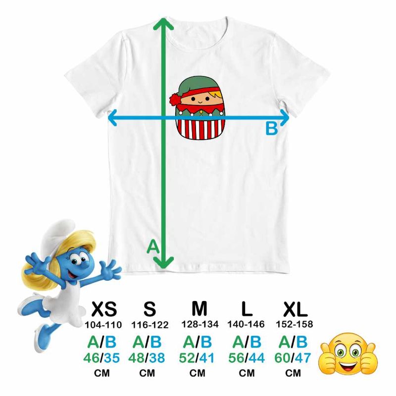 Fashion, accesorii si bijuterii - Copii - Imbracaminte copii - Tricouri copii - Tricou Copii Fete Squishmallows Spiridus Mos Craciun CoolTrend, alb, marime L Copii - Infinity.ro