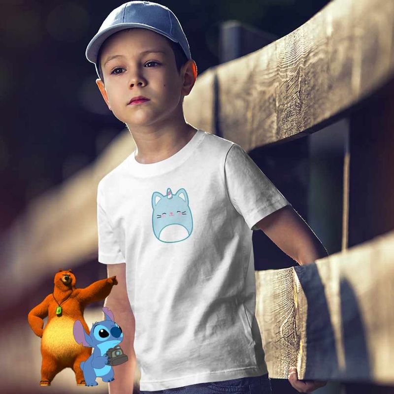 Fashion, accesorii si bijuterii - Copii - Imbracaminte copii - Tricouri copii - Tricou Copii Baieti Squishmallows Unicorn CoolTrend, alb, marime M Copii - Infinity.ro