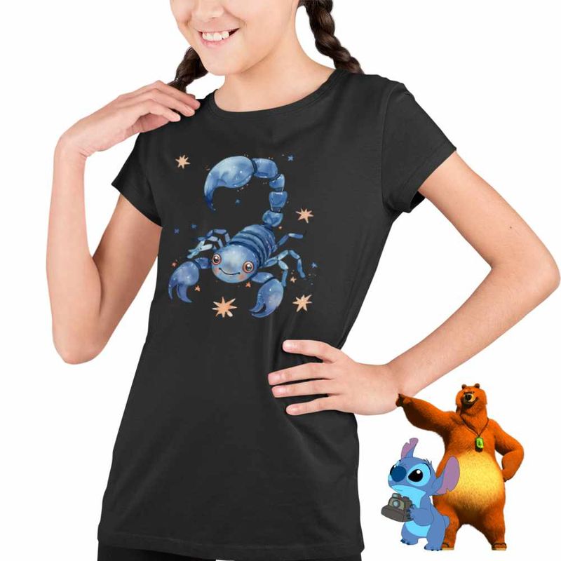 Fashion, accesorii si bijuterii - Copii - Imbracaminte copii - Tricouri copii - Tricou Copii Fete Scorpion Baby Zodiac Horoscop Scorpio Astrologie CoolTrend, negru, marime XS Copii - Infinity.ro