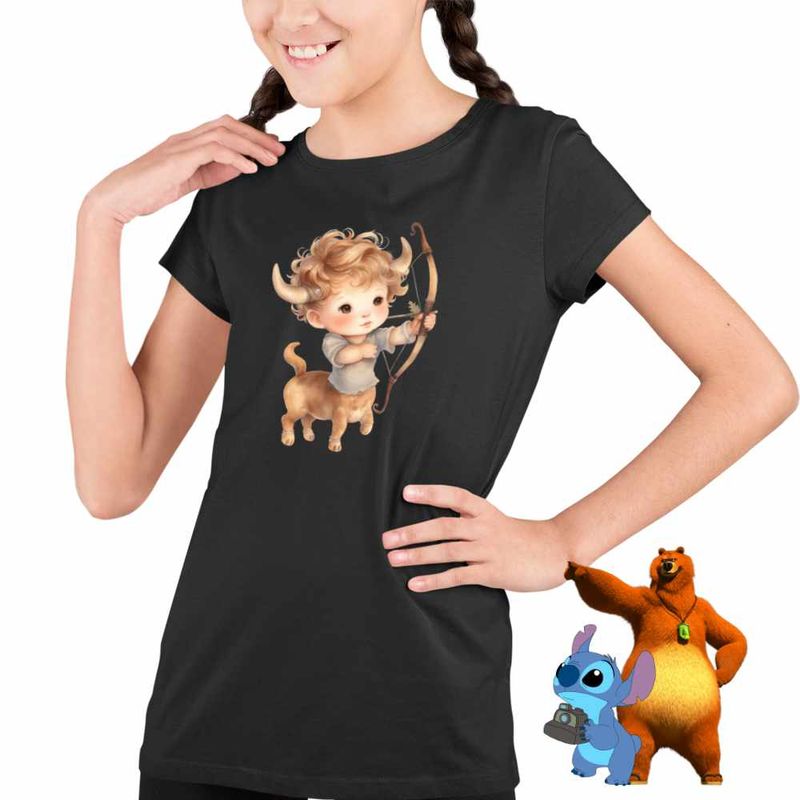 Fashion, accesorii si bijuterii - Copii - Imbracaminte copii - Tricouri copii - Tricou Copii Fete Sagetator Baby Zodiac Horoscop Sagittarius Astrologie CoolTrend, negru, marime S Copii - Infinity.ro