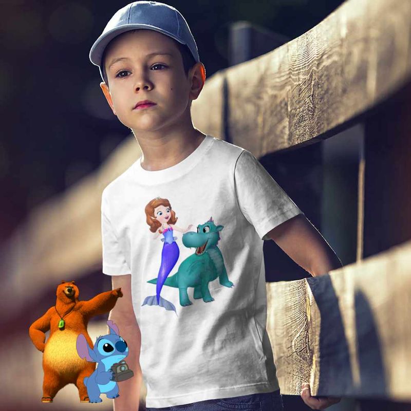 Fashion, accesorii si bijuterii - Copii - Imbracaminte copii - Tricouri copii - Tricou Copii Baieti Sofia Intai Dragon, alb, marime M Copii - Infinity.ro