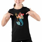 Fashion, accesorii si bijuterii - Copii - Imbracaminte copii - Tricouri copii - Tricou Copii Fete Triton Mica Sirena Ariel CoolTrend, negru, marime L Copii - Infinity.ro
