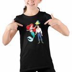 Fashion, accesorii si bijuterii - Copii - Imbracaminte copii - Tricouri copii - Tricou Copii Fete Ariel Eric Flounder Mica Sirena CoolTrend, negru, marime M Copii - Infinity.ro
