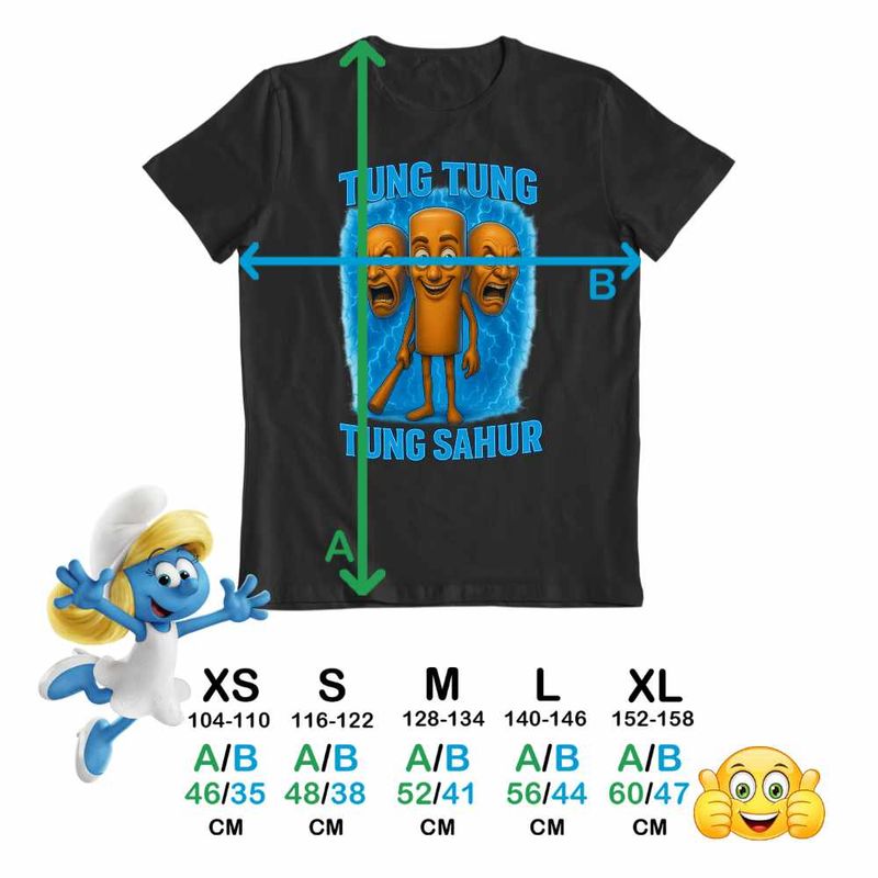 Fashion, accesorii si bijuterii - Copii - Imbracaminte copii - Tricouri copii - Tricou Copii Baieti Tung Tung Tung Sahur Brainrot Meme CoolTrend, negru, marime S Copii - Infinity.ro
