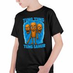 Fashion, accesorii si bijuterii - Copii - Imbracaminte copii - Tricouri copii - Tricou Copii Baieti Tung Tung Tung Sahur Brainrot Meme CoolTrend, negru, marime S Copii - Infinity.ro