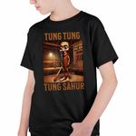 Fashion, accesorii si bijuterii - Copii - Imbracaminte copii - Tricouri copii - Tricou Copii Baieti Tung Tung Tung Sahur Brainrot Meme CoolTrend, negru, marime XS Copii - Infinity.ro