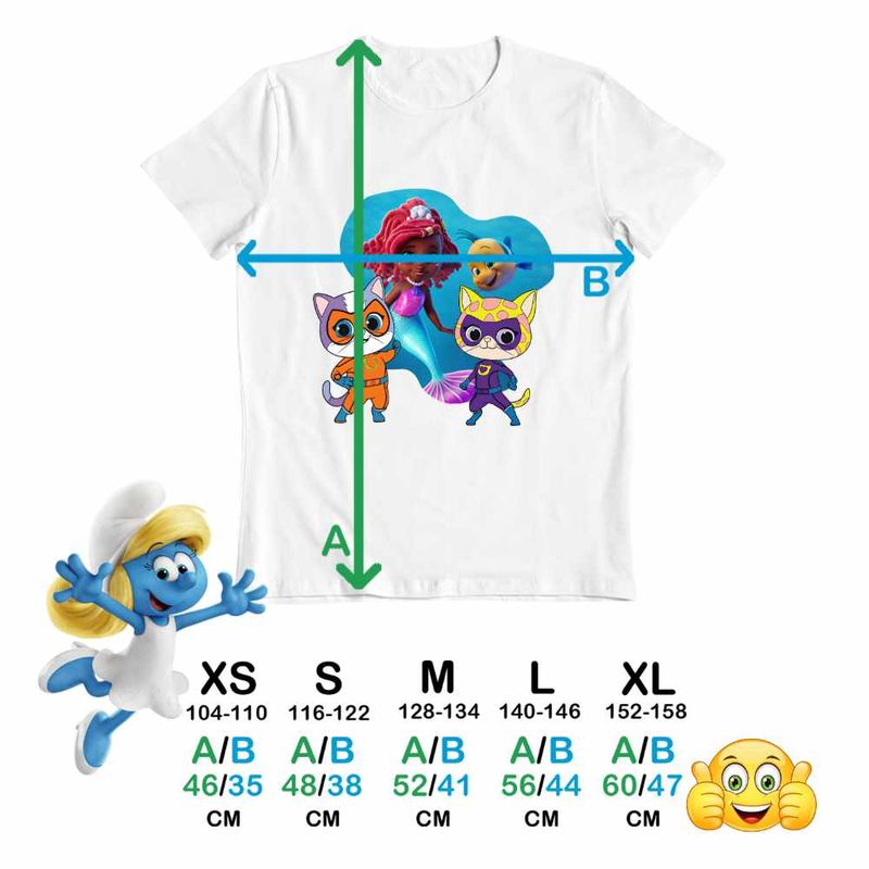 Fashion, accesorii si bijuterii - Copii - Imbracaminte copii - Tricouri copii - Tricou Copii Baieti Super Pisicute Ghem Sclipi Ariel Mica Sirena CoolTrend, alb, marime XL Copii - Infinity.ro