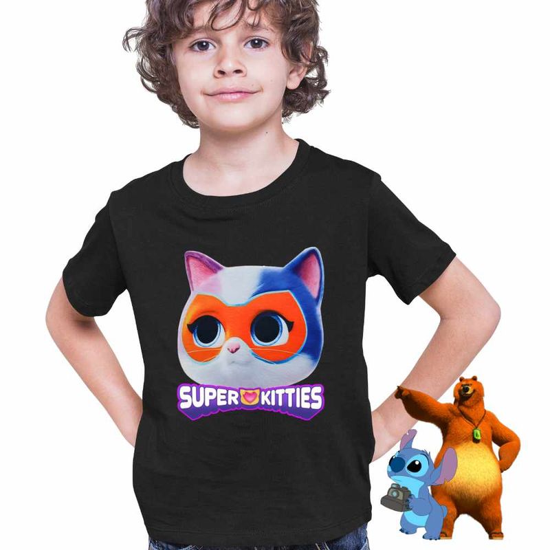 Fashion, accesorii si bijuterii - Copii - Imbracaminte copii - Tricouri copii - Tricou Copii Baieti Ghem Super Pisicute Buddy CoolTrend, negru, marime L Copii - Infinity.ro