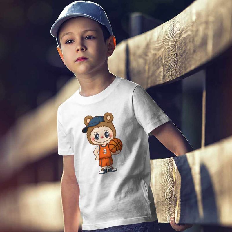 Fashion, accesorii si bijuterii - Copii - Imbracaminte copii - Tricouri copii - Tricou Copii Baieti Labubu Basketball Baschet CoolTrend, alb, marime XL Copii - Infinity.ro