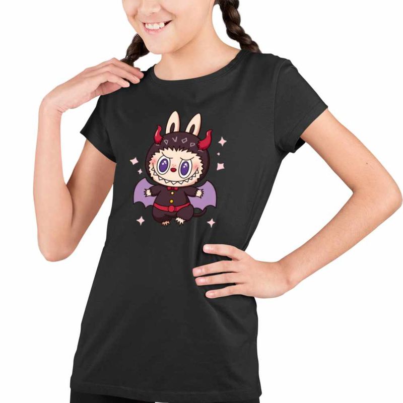 Fashion, accesorii si bijuterii - Copii - Imbracaminte copii - Tricouri copii - Tricou Copii Fete Labubu Halloween Horror CoolTrend, negru, marime XS Copii - Infinity.ro