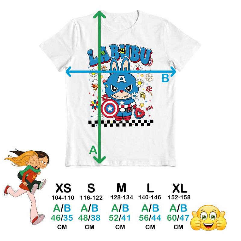 Fashion, accesorii si bijuterii - Copii - Imbracaminte copii - Tricouri copii - Tricou Copii Baieti Labubu Captain America CoolTrend, alb, marime M Copii - Infinity.ro
