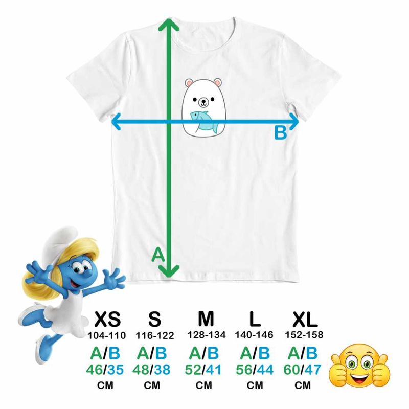 Fashion, accesorii si bijuterii - Copii - Imbracaminte copii - Tricouri copii - Tricou Copii Fete Squishmallows Urs Polar Fram CoolTrend, alb, marime XL Copii - Infinity.ro
