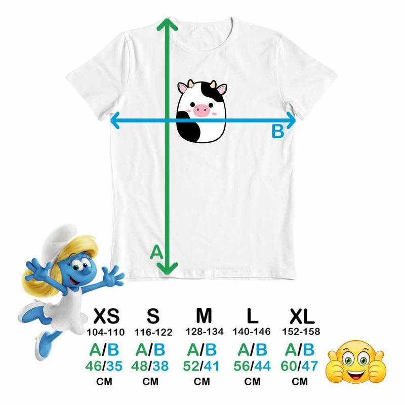 Fashion, accesorii si bijuterii - Copii - Imbracaminte copii - Tricouri copii - Tricou Copii Fete Squishmallows Vacuta Connor CoolTrend, alb, marime XS Copii - Infinity.ro