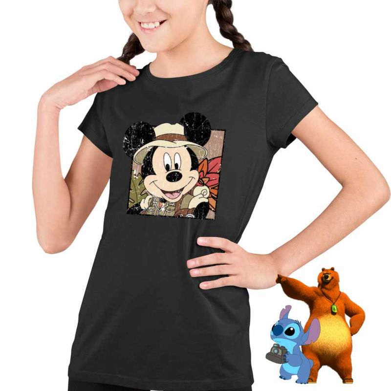 Fashion, accesorii si bijuterii - Copii - Imbracaminte copii - Tricouri copii - Tricou Copii Fete Mickey Mouse Safari Get Wild CoolTrend, negru, marime M Copii - Infinity.ro