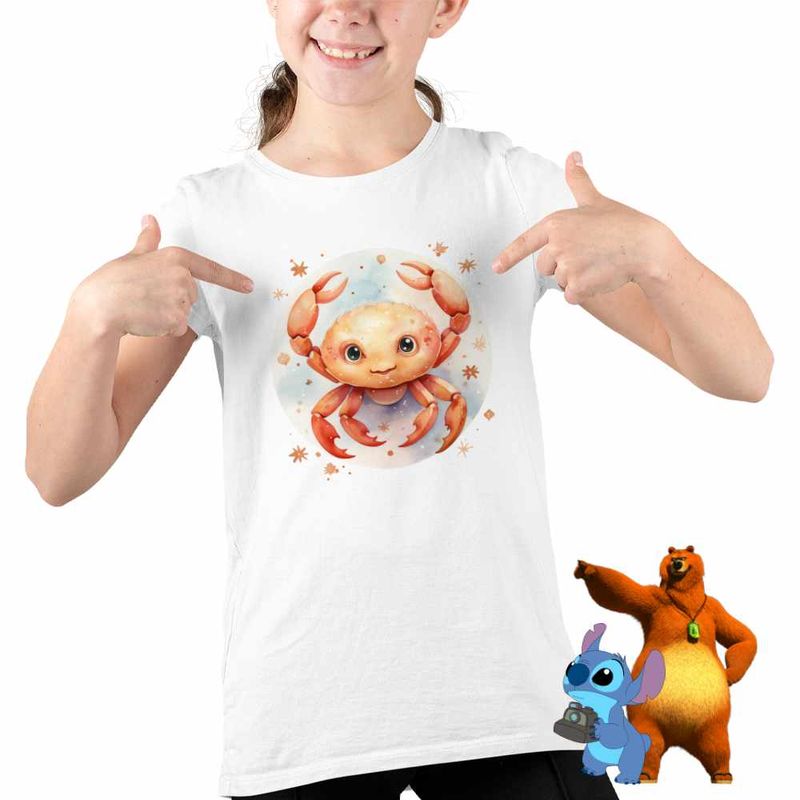 Fashion, accesorii si bijuterii - Copii - Imbracaminte copii - Tricouri copii - Tricou Copii Fete Rac Baby Zodiac Horoscop Cancer Astrologie CoolTrend, alb, marime XL Copii - Infinity.ro