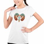 Fashion, accesorii si bijuterii - Copii - Imbracaminte copii - Tricouri copii - Tricou Copii Fete Berbec Zodiac Horoscop Aries Mandala Astrologie CoolTrend, alb, marime XL Copii - Infinity.ro