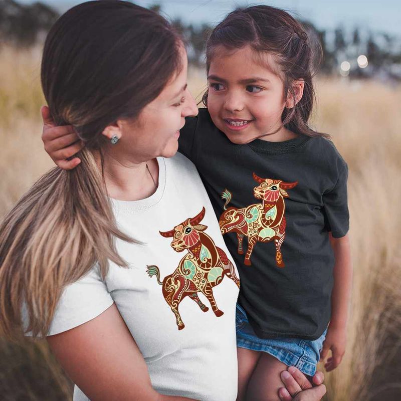Fashion, accesorii si bijuterii - Copii - Imbracaminte copii - Tricouri copii - Tricou Copii Fete Taur Zodiac Horoscop Taurus Mandala Astrologie CoolTrend, alb, marime XS Copii - Infinity.ro