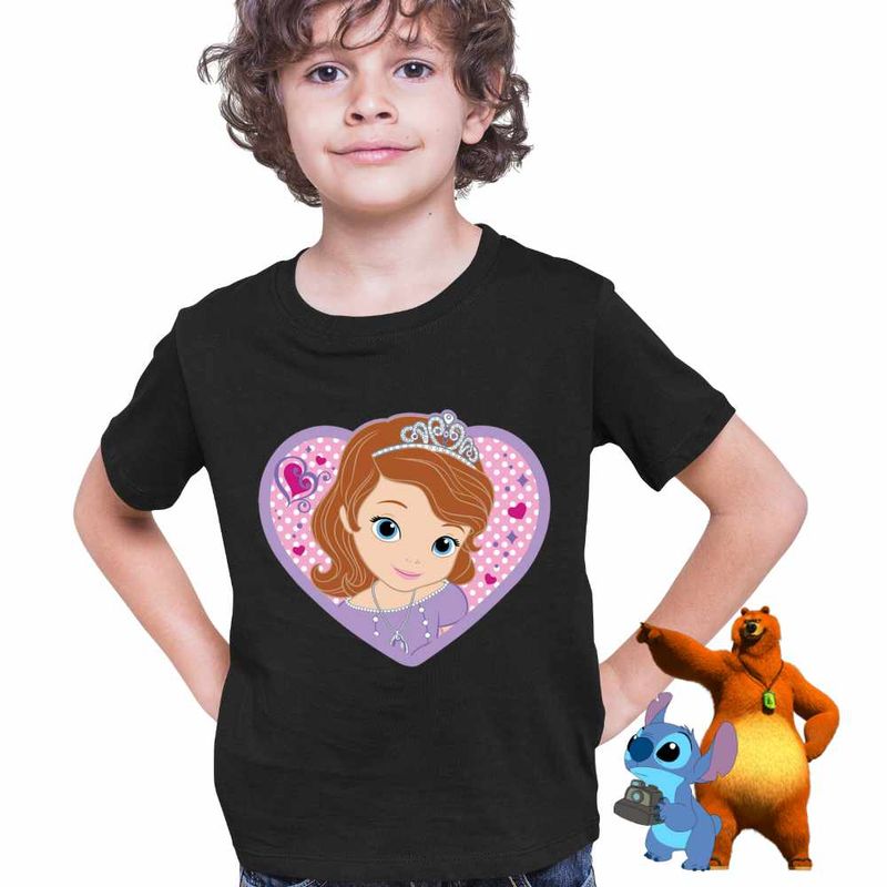 Fashion, accesorii si bijuterii - Copii - Imbracaminte copii - Tricouri copii - Tricou Copii Baieti Sofia Intai Inima Desene CoolTrend, negru, marime S Copii - Infinity.ro