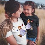 Fashion, accesorii si bijuterii - Copii - Imbracaminte copii - Tricouri copii - Tricou Copii Fete Sofia Intai Veverita Iepuras Pasari, alb, marime XL Copii - Infinity.ro