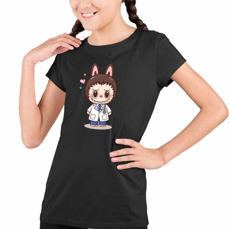 Fashion, accesorii si bijuterii - Copii - Imbracaminte copii - Tricouri copii - Tricou Copii Fete Labubu Doctor Medic, negru, marime L Copii - Infinity.ro