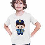 Fashion, accesorii si bijuterii - Copii - Imbracaminte copii - Tricouri copii - Tricou Copii Baieti Labubu Politist CoolTrend, alb, marime L Copii - Infinity.ro