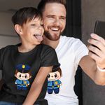 Fashion, accesorii si bijuterii - Copii - Imbracaminte copii - Tricouri copii - Tricou Copii Baieti Labubu Politist CoolTrend, alb, marime L Copii - Infinity.ro