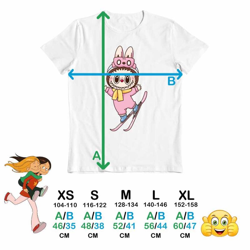 Fashion, accesorii si bijuterii - Copii - Imbracaminte copii - Tricouri copii - Tricou Copii Fete Labubu Ski Iarna Munte Zapada CoolTrend, alb, marime S Copii - Infinity.ro