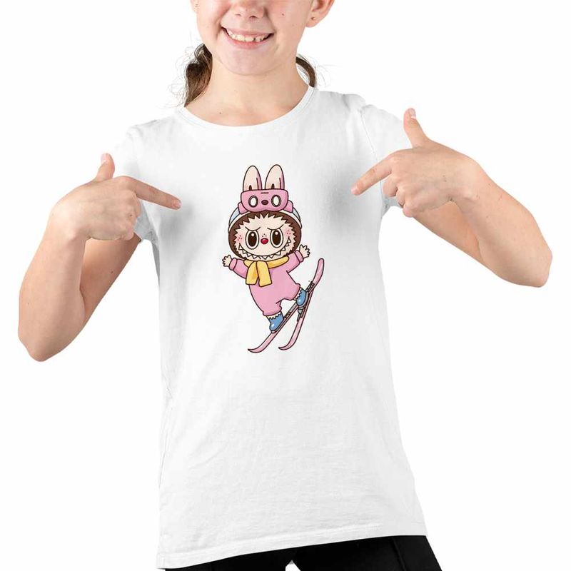 Fashion, accesorii si bijuterii - Copii - Imbracaminte copii - Tricouri copii - Tricou Copii Fete Labubu Ski Iarna Munte Zapada CoolTrend, alb, marime S Copii - Infinity.ro