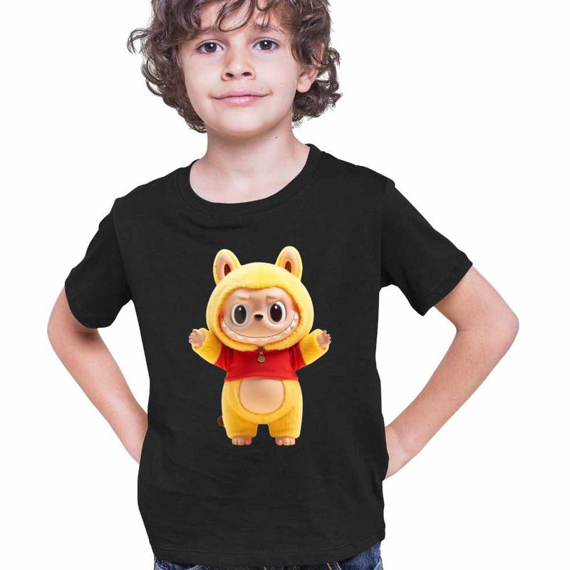 Fashion, accesorii si bijuterii - Copii - Imbracaminte copii - Tricouri copii - Tricou Copii Baieti Labubu Winnie the Pooh Ursulet de plus CoolTrend, negru, marime L Copii - Infinity.ro
