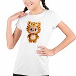 Fashion, accesorii si bijuterii - Copii - Imbracaminte copii - Tricouri copii - Tricou Copii Fete Labubu Tigru Jungla CoolTrend, alb, marime M Copii - Infinity.ro