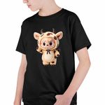 Fashion, accesorii si bijuterii - Copii - Imbracaminte copii - Tricouri copii - Tricou Copii Baieti Labubu Milka Cow CoolTrend, negru, marime XS Copii - Infinity.ro