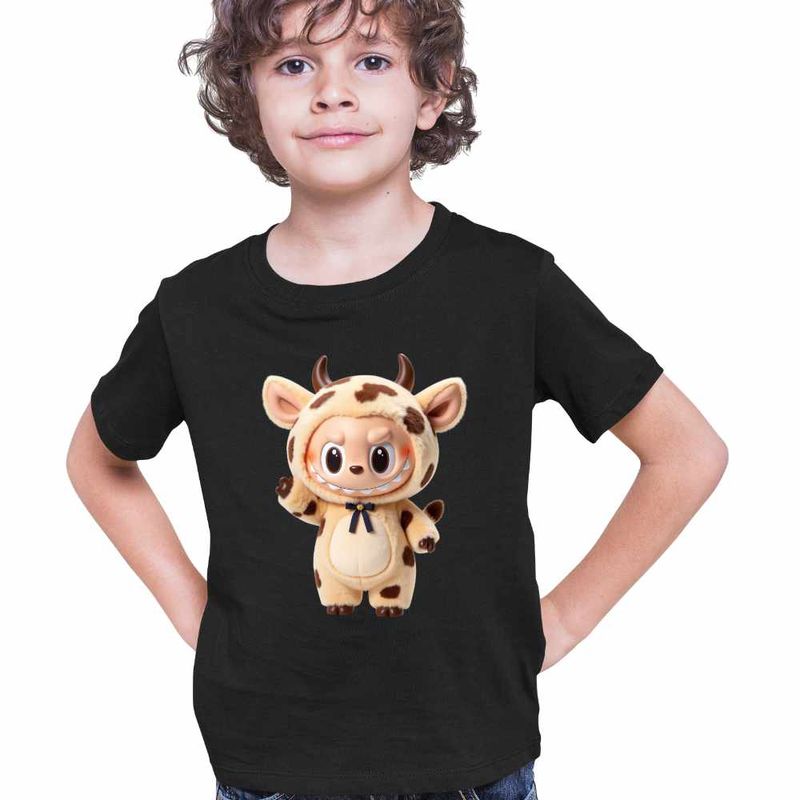 Fashion, accesorii si bijuterii - Copii - Imbracaminte copii - Tricouri copii - Tricou Copii Baieti Labubu Milka Cow CoolTrend, negru, marime XS Copii - Infinity.ro