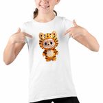 Fashion, accesorii si bijuterii - Copii - Imbracaminte copii - Tricouri copii - Tricou Copii Fete Labubu Tigru Jungla CoolTrend, alb, marime M Copii - Infinity.ro