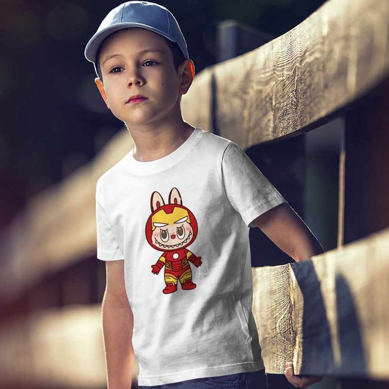 Fashion, accesorii si bijuterii - Copii - Imbracaminte copii - Tricouri copii - Tricou Copii Baieti Labubu Iron Man Marvel CoolTrend, alb, marime XL Copii - Infinity.ro