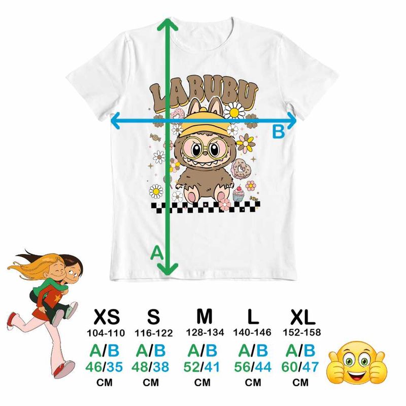 Fashion, accesorii si bijuterii - Copii - Imbracaminte copii - Tricouri copii - Tricou Copii Fete Labubu Nerd Power, alb, marime XS Copii - Infinity.ro