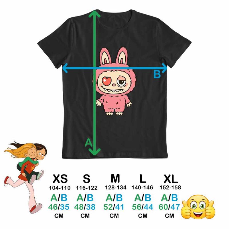Fashion, accesorii si bijuterii - Copii - Imbracaminte copii - Tricouri copii - Tricou Copii Baieti Labubu Heartbreak Dragobete Valentines Day Iubi CoolTrend, negru, marime M Copii - Infinity.ro