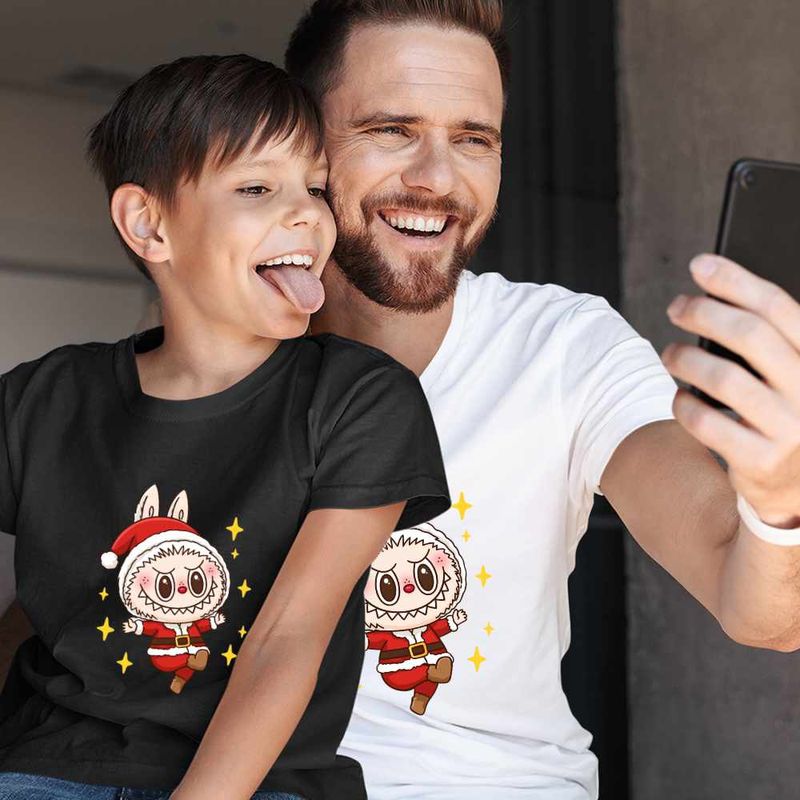 Fashion, accesorii si bijuterii - Copii - Imbracaminte copii - Tricouri copii - Tricou Copii Baieti Labubu Mos Craciun CoolTrend, alb, marime XL Copii - Infinity.ro