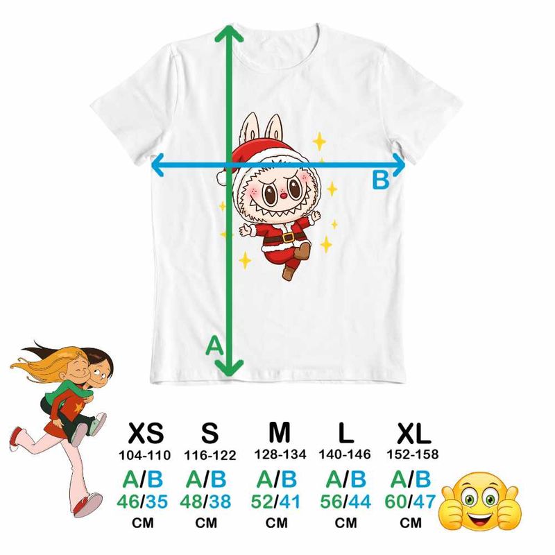 Fashion, accesorii si bijuterii - Copii - Imbracaminte copii - Tricouri copii - Tricou Copii Baieti Labubu Mos Craciun CoolTrend, alb, marime XL Copii - Infinity.ro