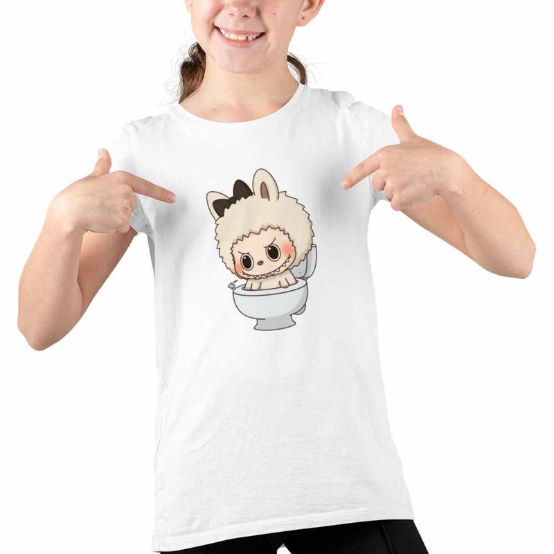 Fashion, accesorii si bijuterii - Copii - Imbracaminte copii - Tricouri copii - Tricou Copii Fete Labubu Skibidi Toilet CoolTrend, alb, marime XL Copii - Infinity.ro