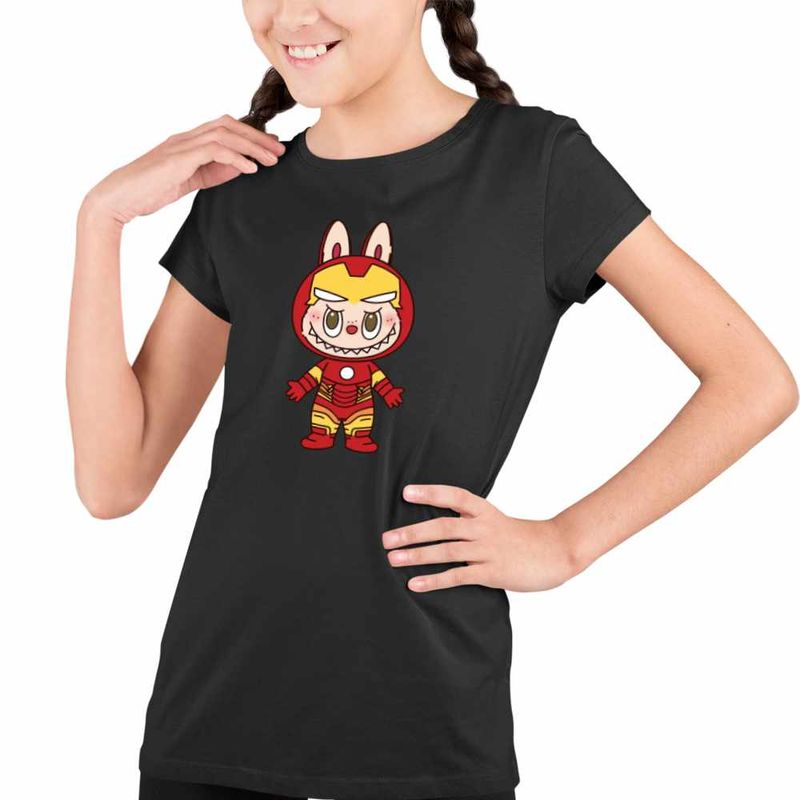 Fashion, accesorii si bijuterii - Copii - Imbracaminte copii - Tricouri copii - Tricou Copii Fete Labubu Iron Man Marvel CoolTrend, negru, marime XS Copii - Infinity.ro
