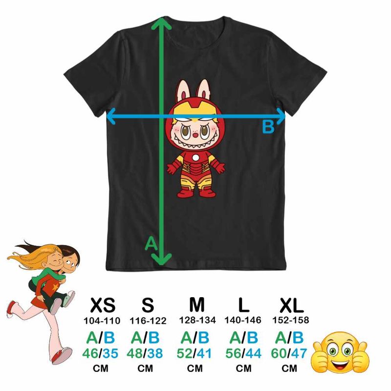 Fashion, accesorii si bijuterii - Copii - Imbracaminte copii - Tricouri copii - Tricou Copii Fete Labubu Iron Man Marvel CoolTrend, negru, marime XS Copii - Infinity.ro