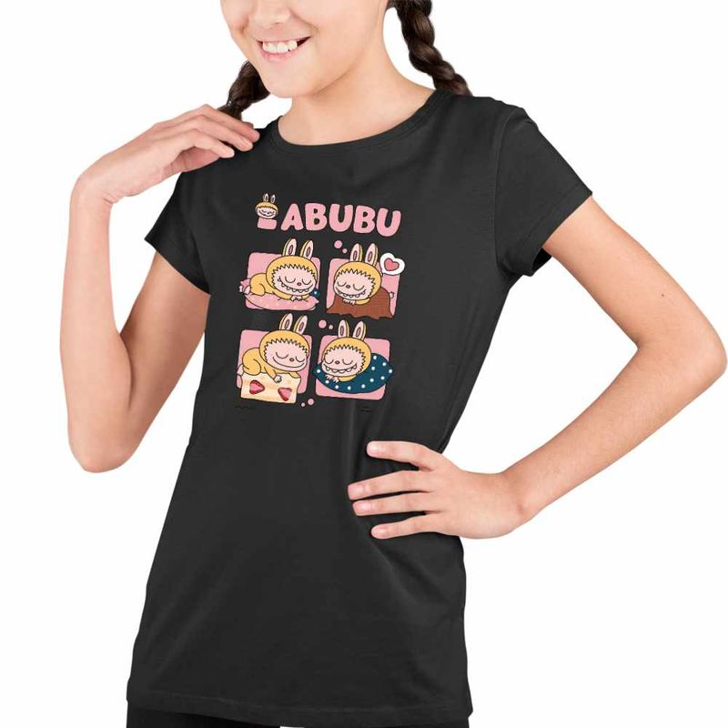 Fashion, accesorii si bijuterii - Copii - Imbracaminte copii - Tricouri copii - Tricou Copii Fete Labubu Baby Sleep Somn Usor Bebelus CoolTrend, negru, marime M Copii - Infinity.ro