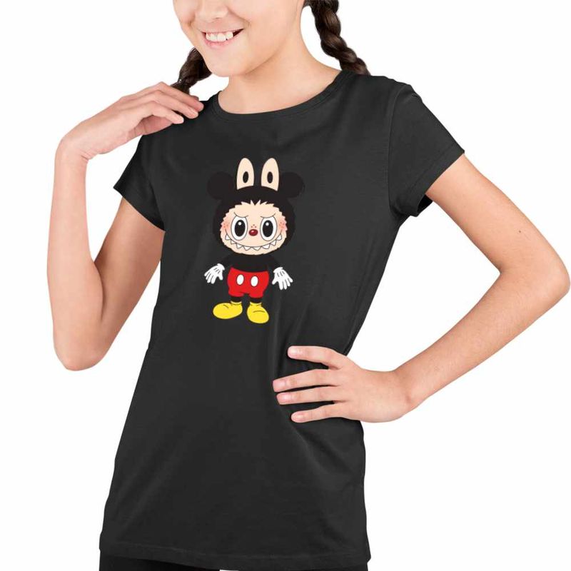 Fashion, accesorii si bijuterii - Copii - Imbracaminte copii - Tricouri copii - Tricou Copii Fete Labubu Mickey Mouse CoolTrend, negru, marime XL Copii - Infinity.ro