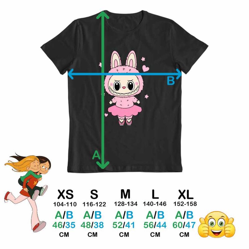 Fashion, accesorii si bijuterii - Copii - Imbracaminte copii - Tricouri copii - Tricou Copii Fete Labubu Balerina Balet CoolTrend, negru, marime S Copii - Infinity.ro